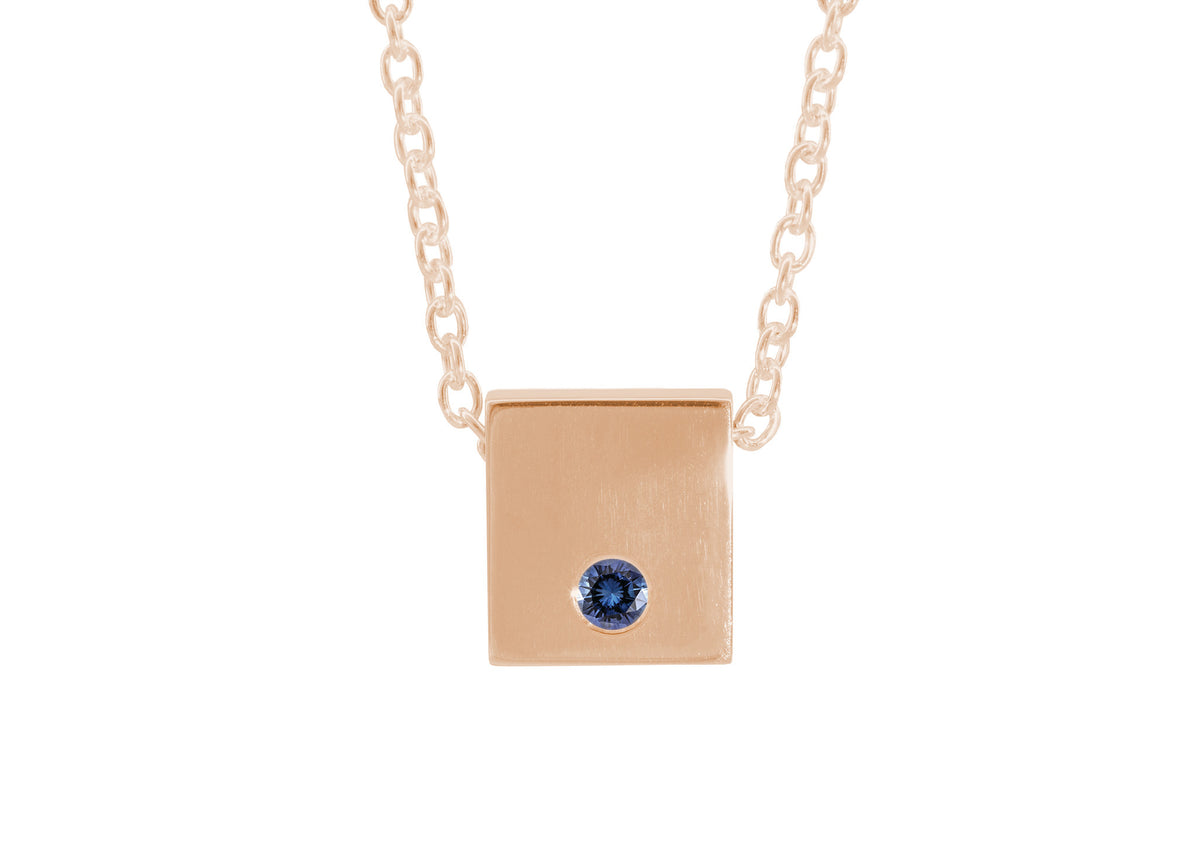 Square Love Stories Precious Gemstone Pendant, Red Gold