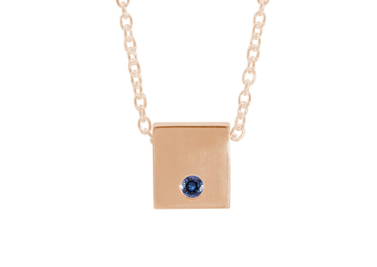 Square Love Stories Precious Gemstone Pendant, Red Gold