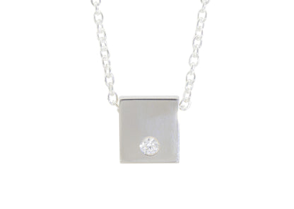 Square Love Stories Diamond Pendant, Sterling Silver