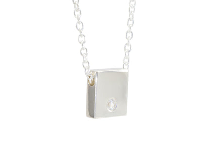 Square Love Stories Diamond Pendant, Sterling Silver