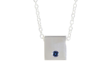 Square Love Stories Precious Gemstone Pendant, Sterling Silver