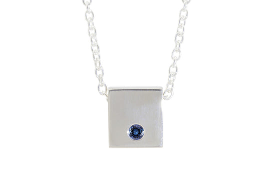 Square Love Stories Precious Gemstone Pendant, Sterling Silver