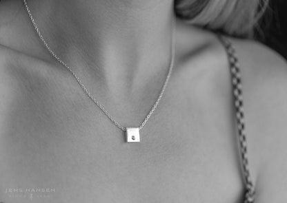 Square Love Stories Precious Gemstone Pendant, Red Gold