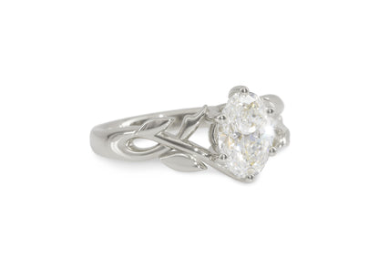 J3342 1.5-carat Oval Solitaire Vine Engagement Ring, White Gold & Platinum
