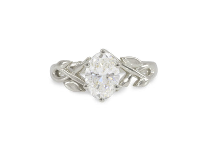 J3342 1.5-carat Oval Solitaire Vine Engagement Ring, White Gold & Platinum