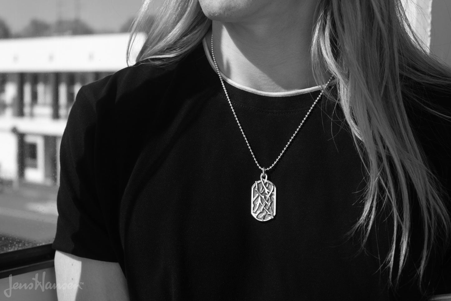 Elvish Woodland Dog Tag Pendant, Yellow Gold