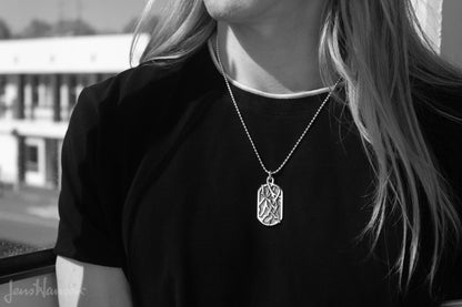 Elvish Woodland Dog Tag Pendant, Yellow Gold