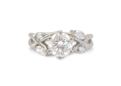 5 Stone Elvish Engagement Ring, Platinum