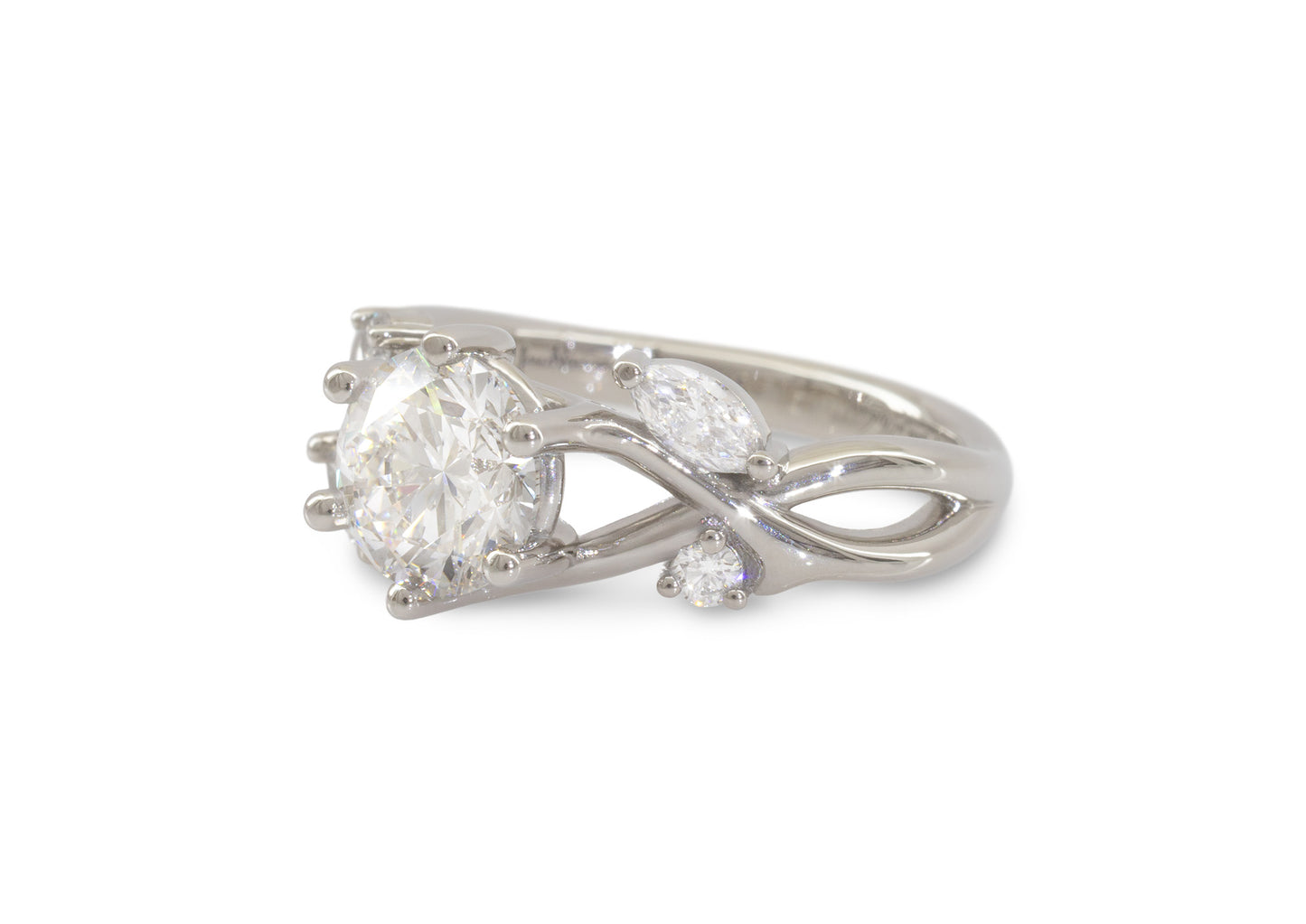 5 Stone Elvish Engagement Ring, Platinum
