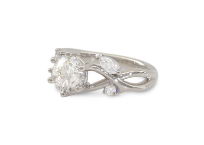 5 Stone Elvish Engagement Ring, Platinum