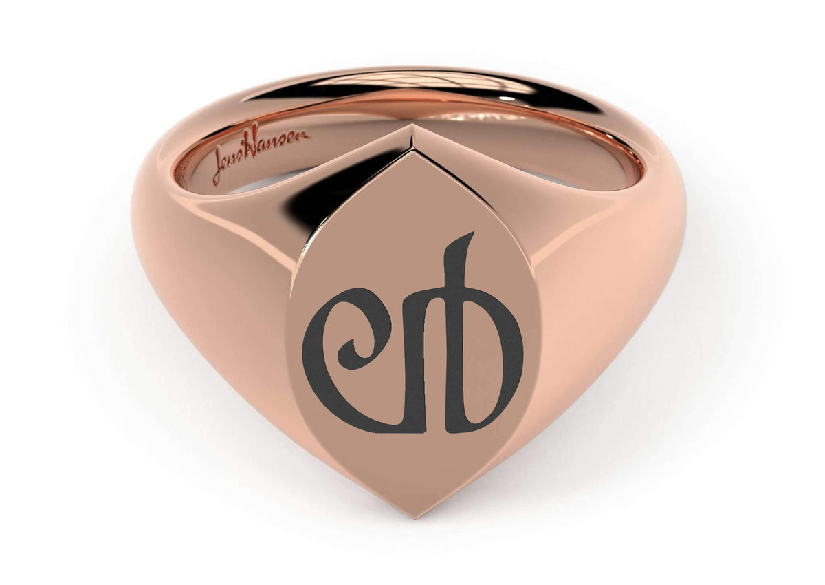 Navette Signet Ring, Red Gold