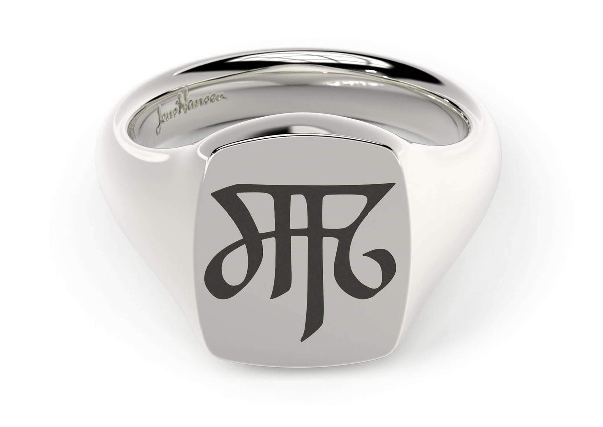 Quadrant Signet Ring, White Gold & Platinum