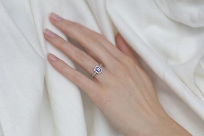Tanzanite Diamond Halo Engagement Ring, White Gold & Platinum