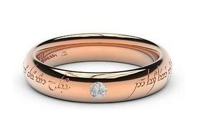 Sleek Elvish Engagement Ring, ~.10ct 14ct Red Gold