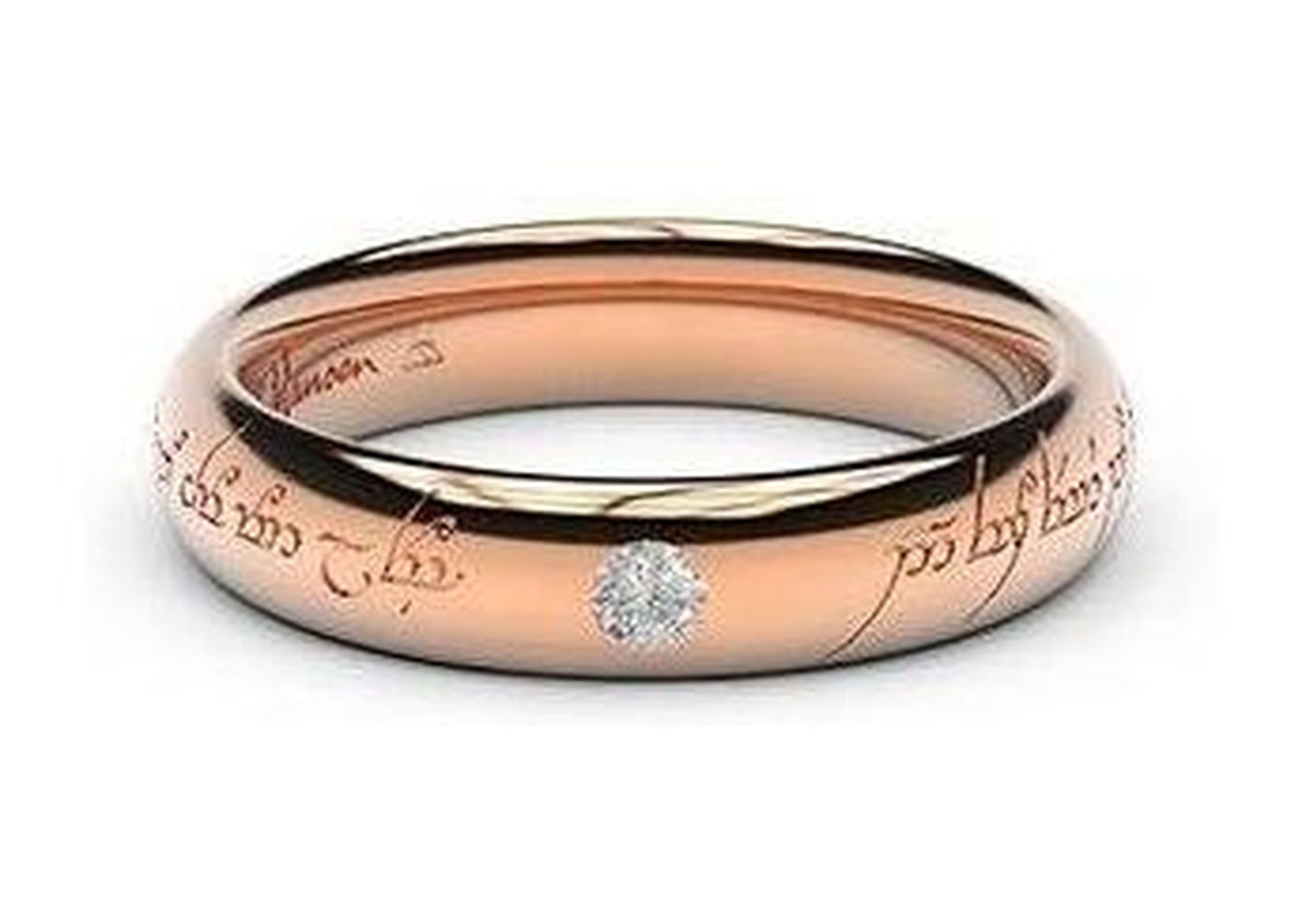 Sleek Elvish Engagement Ring, ~.10ct 18ct Red Gold