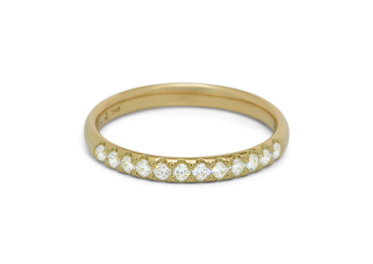 Pave Diamond Wedding Band, Yellow Gold