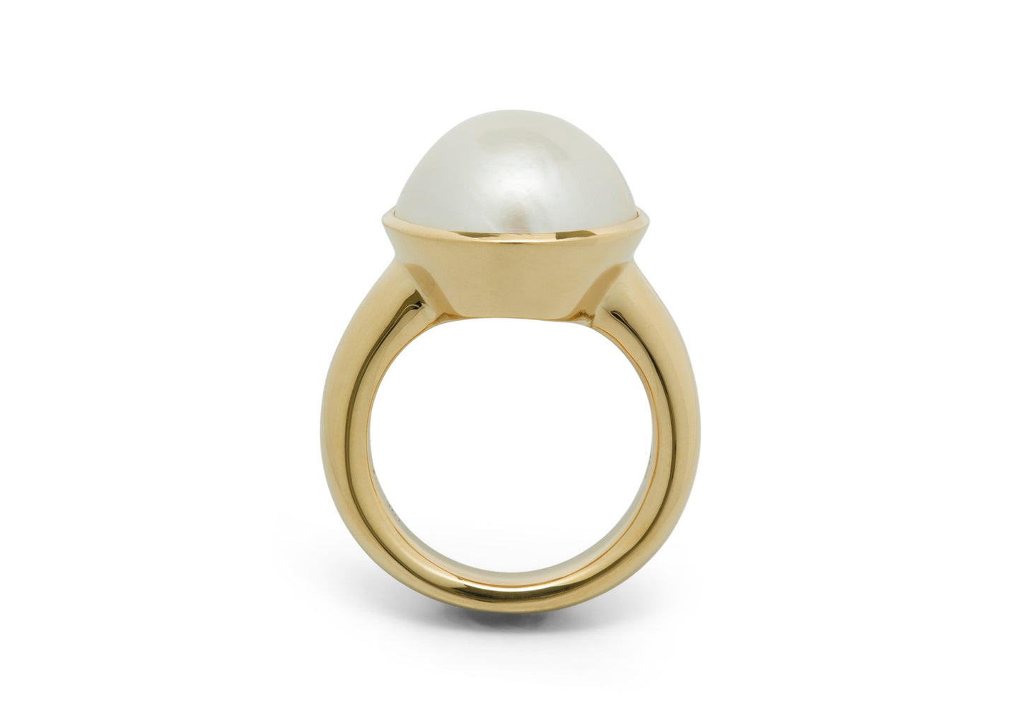 Iridescent Mabe Pearl Ring, Yellow Gold