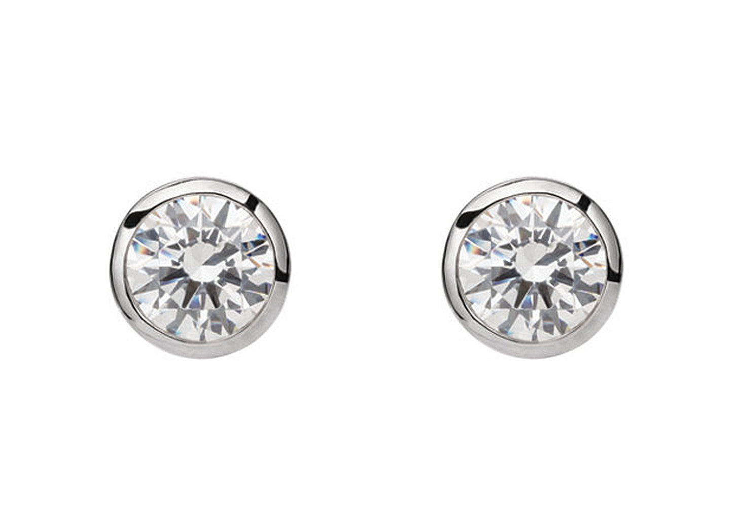 Round Bezel Diamond Studs, Platinum