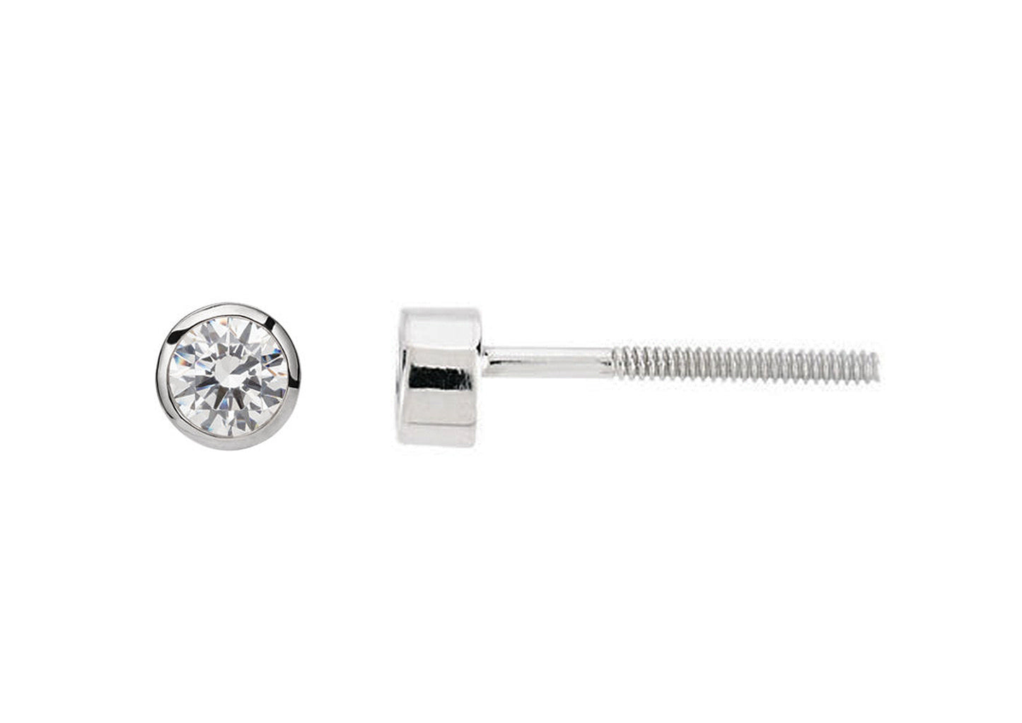 Round Bezel Diamond Studs, Platinum