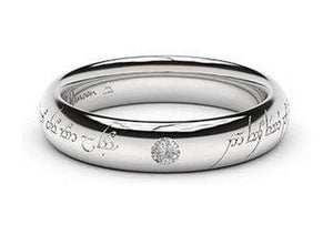 Sleek Elvish Engagement Ring, ~.10ct 9ct White Gold