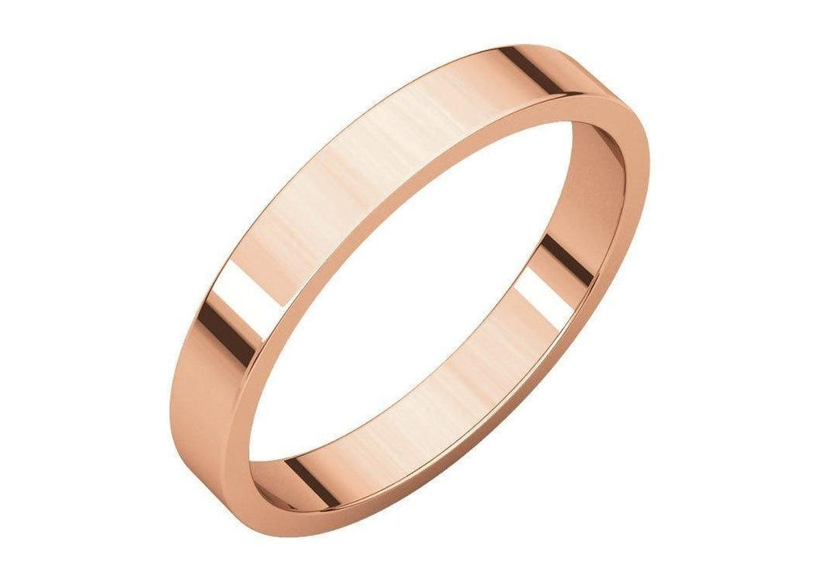 3-12mm Classic Flat Wedding Band, Red Gold