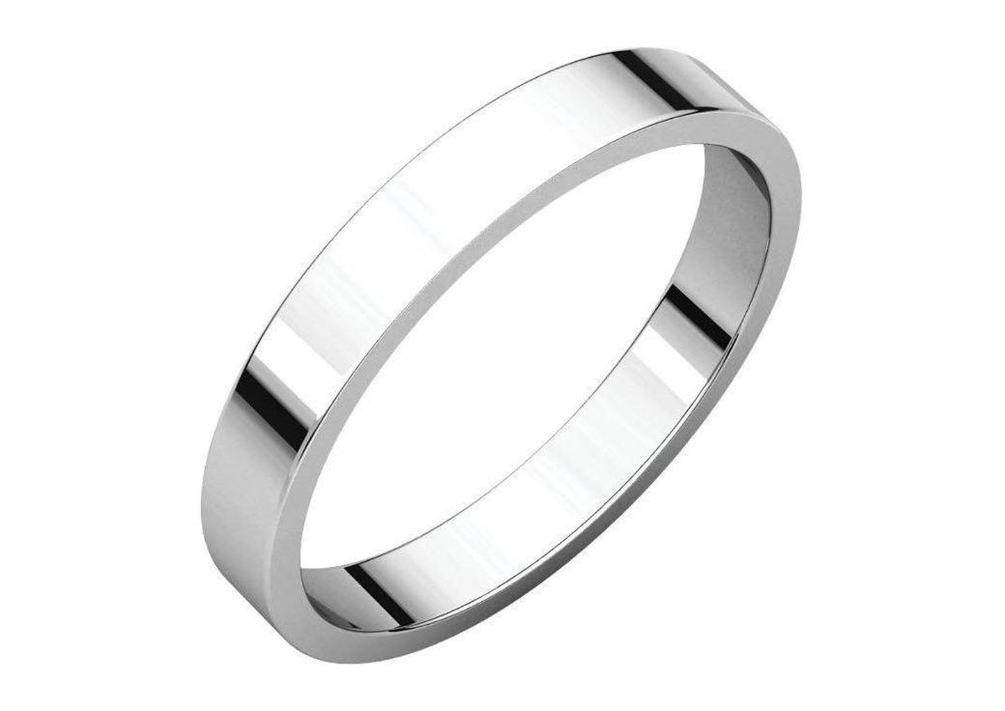 3-12mm Classic Flat Wedding Band. White Gold, Palladium & Platinum   - Jens Hansen - 1