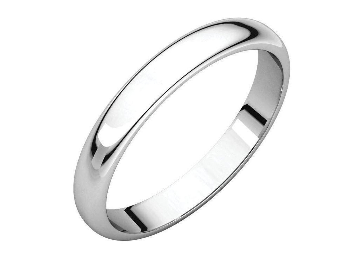 3-12mm Classic Half Round Wedding Band. White Gold, Palladium & Platinum   - Jens Hansen - 1