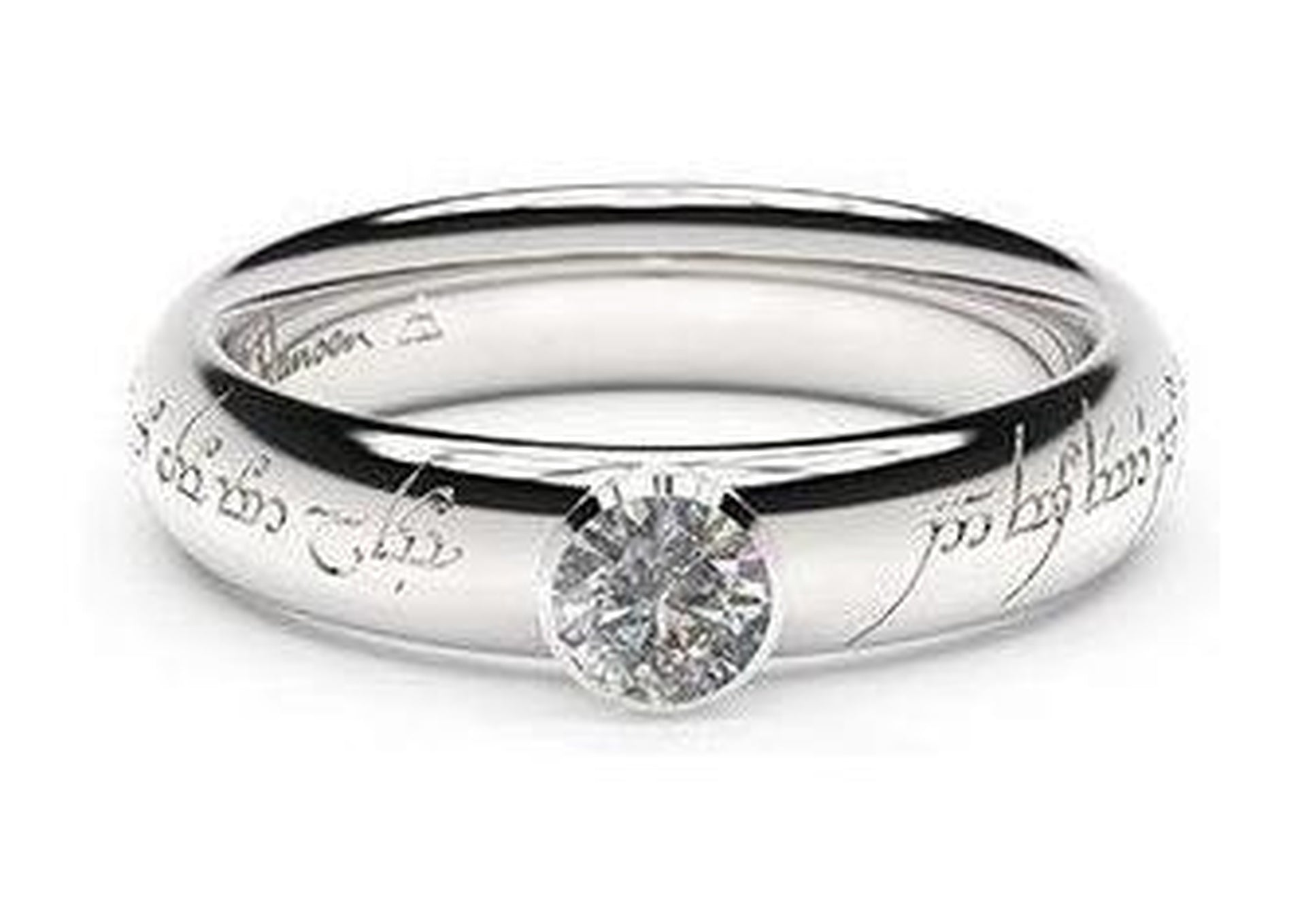 Elegant Elvish Engagement Ring, ~.33ct Palladium