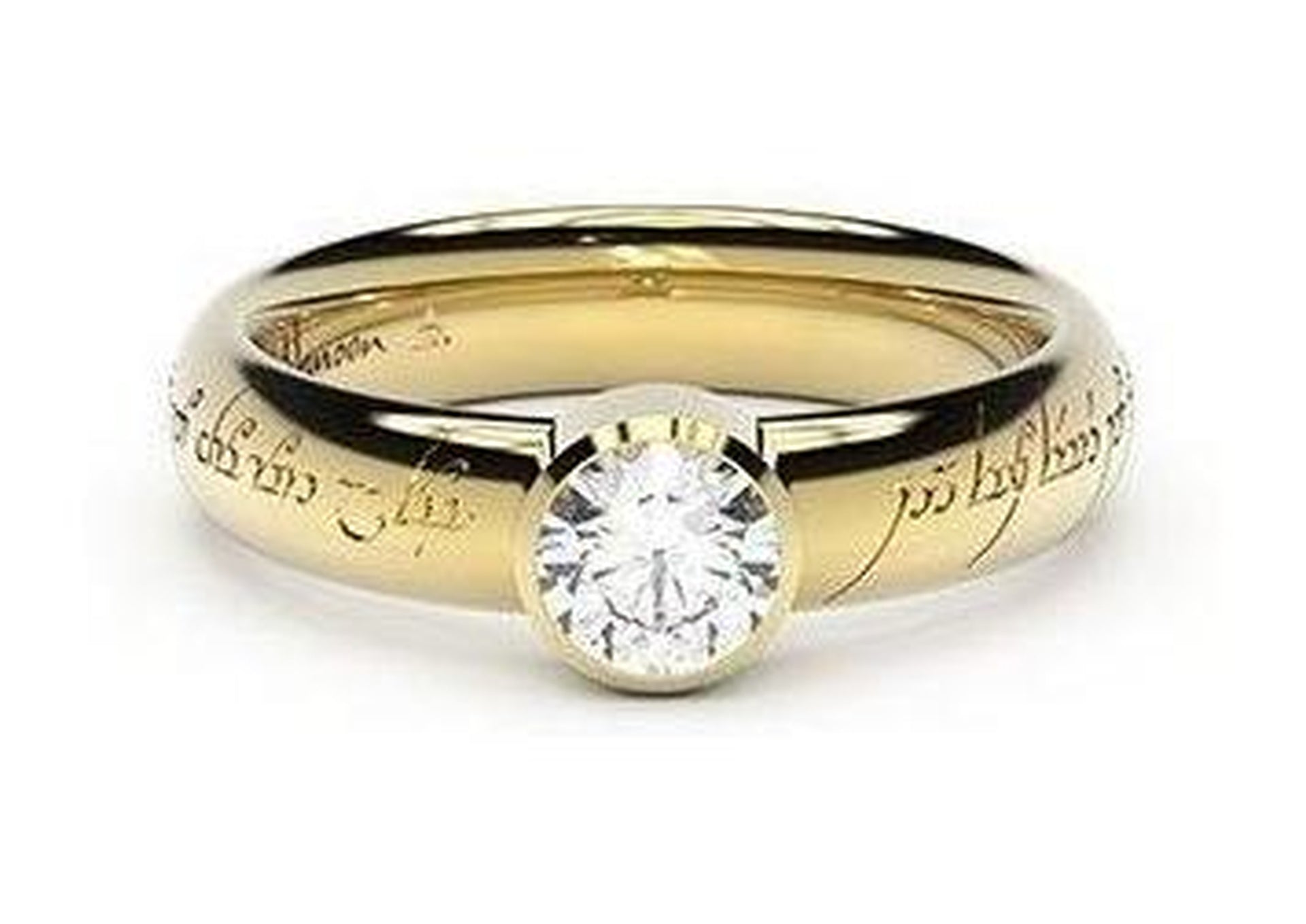 Modern Elvish Engagement Ring, ~.50ct 18ct Yellow Gold