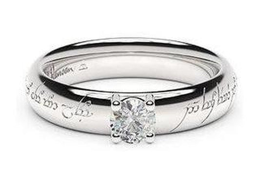 Contemporary Elvish Engagement Ring, ~.33ct 14ct White Gold