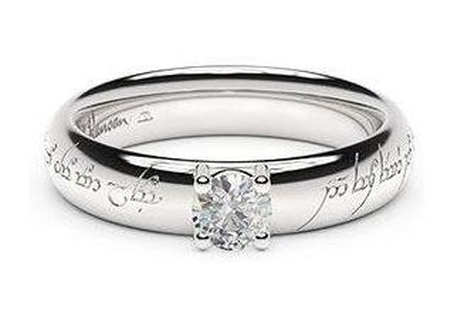 Contemporary Elvish Engagement Ring, ~.50ct 9ct White Gold