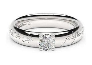 Contemporary Elvish Engagement Ring, ~.50ct Platinum