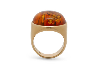 JW258 Cabochon Gemstone Ring, Yellow Gold