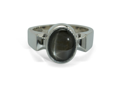 Classic Oval Cabochon Gemstone Ring, White Gold & Platinum