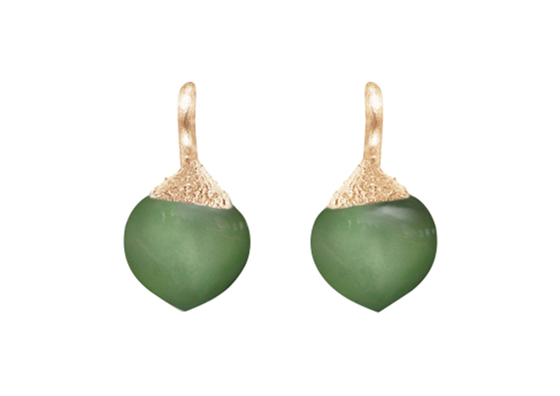 Dew Drops Earrings in 18K yellow gold with Serpentine