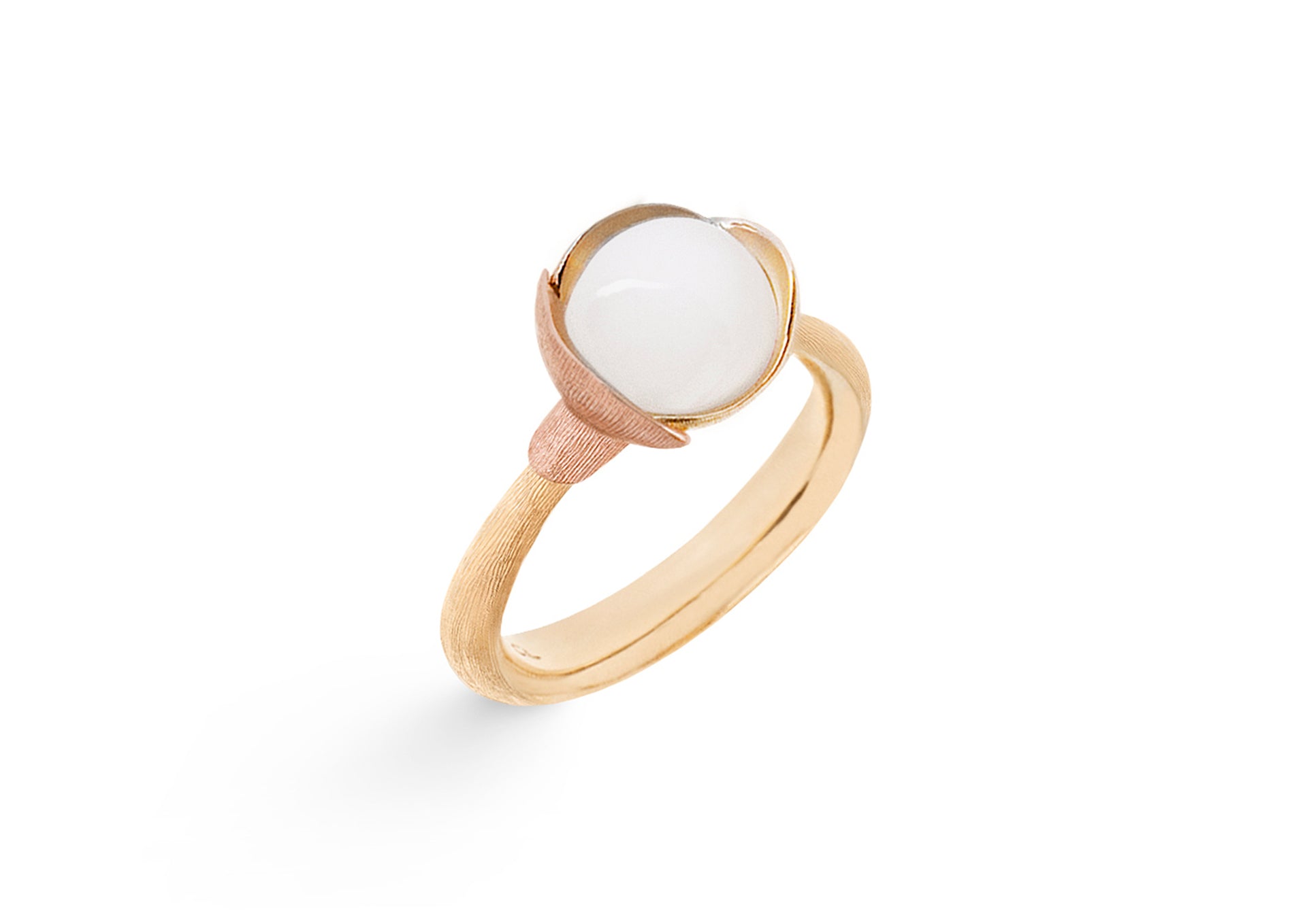 Lotus Ring in 18ct Yellow Gold with White Moonstone