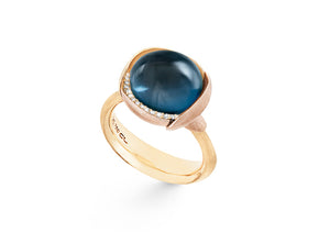 Lotus Ring in 18ct Yellow Gold with Topaz and Diamonds