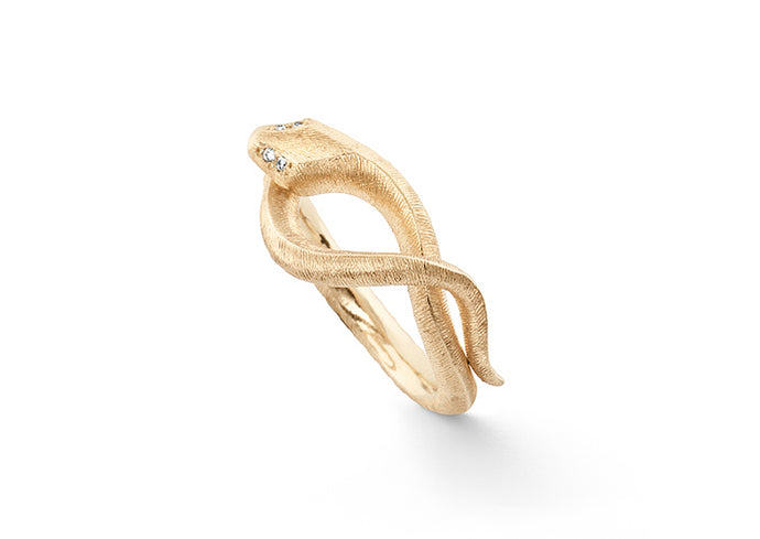 Snakes ring in 18K yellow gold and diamonds