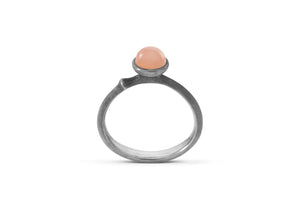Lotus Ring in Sterling Silver with Blush Moonstone