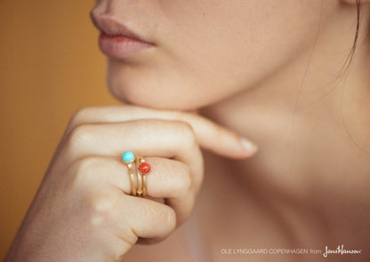 Lotus Ring in 18ct Yellow Gold with Red Coral