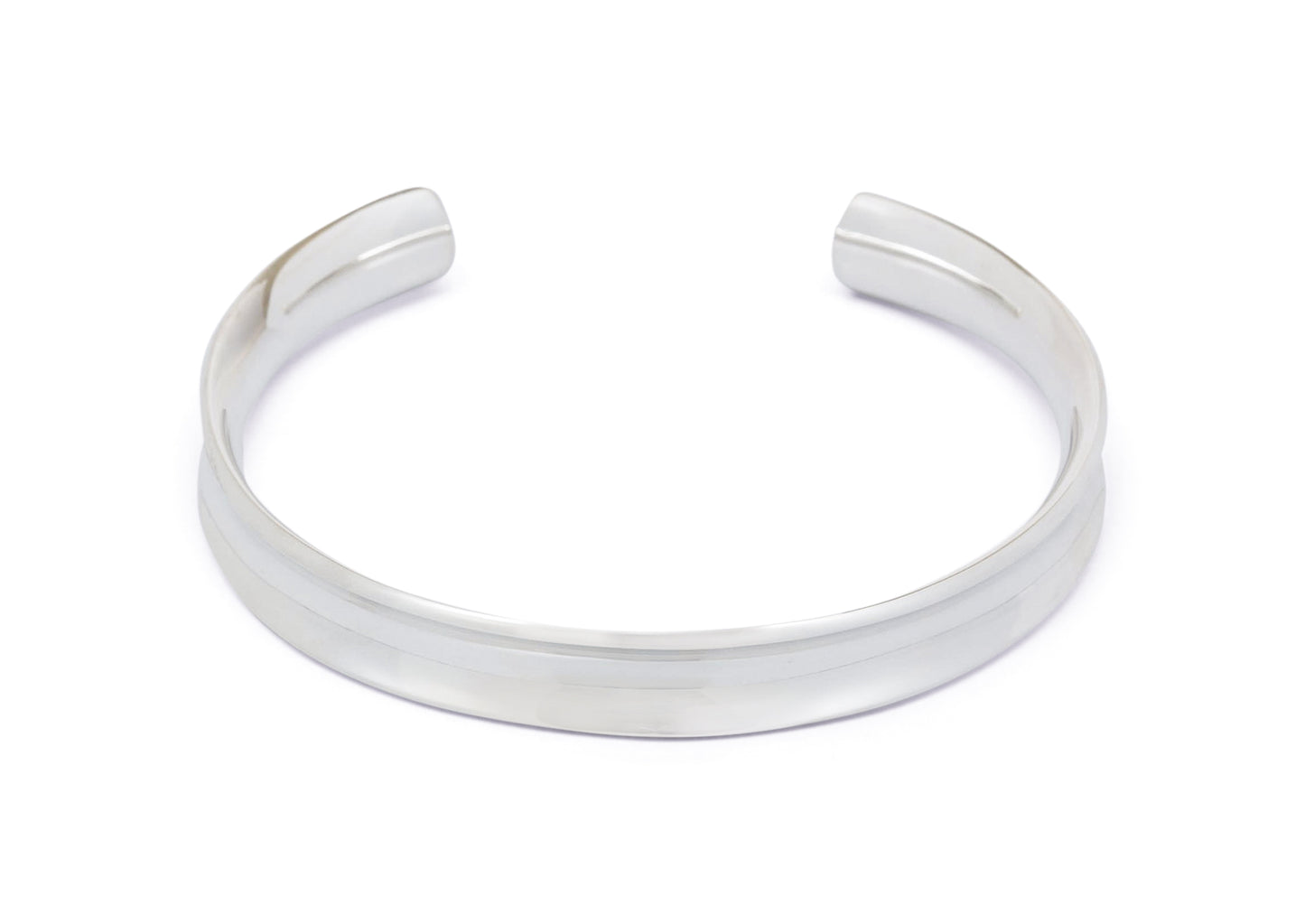 Wide Concave Cuff Bangle, Sterling Silver