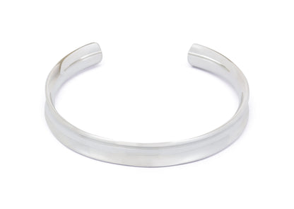 Wide Concave Cuff Bangle, Sterling Silver