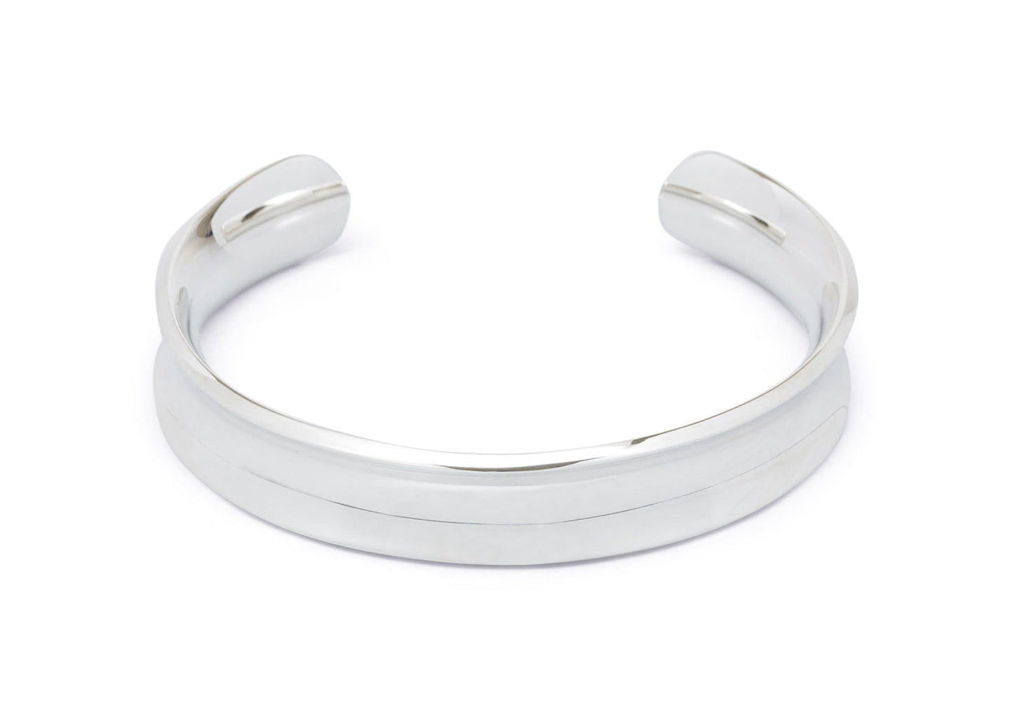 Wide Concave Cuff Bangle, Sterling Silver