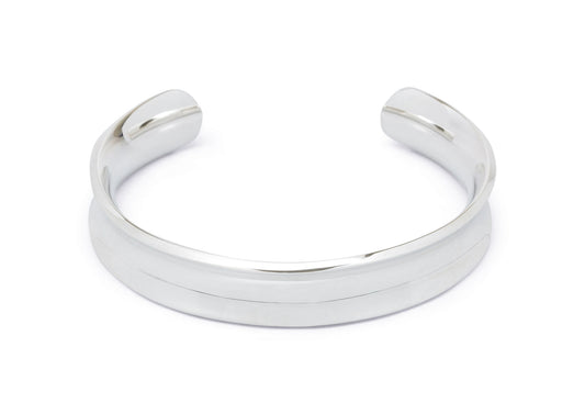 Wide Concave Cuff Bangle, Sterling Silver