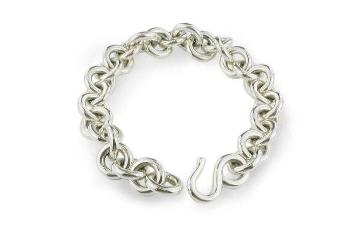 Open Round Link Bracelet, Pure Silver