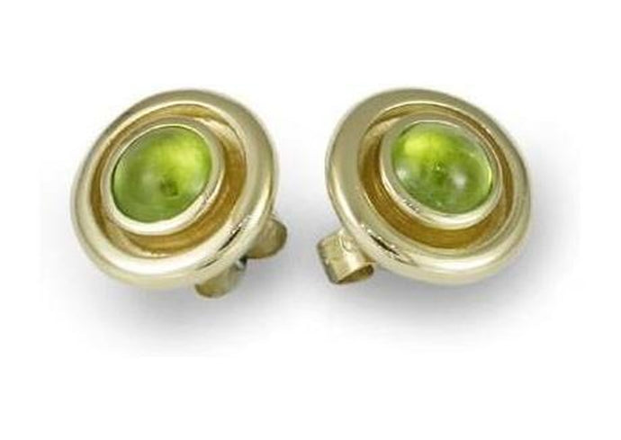 18ct Gold Stud Earrings with Apple Green Peridots   - Jens Hansen