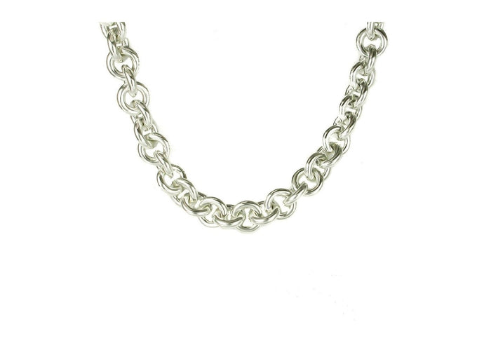 Open Round Link Necklace, Pure Silver