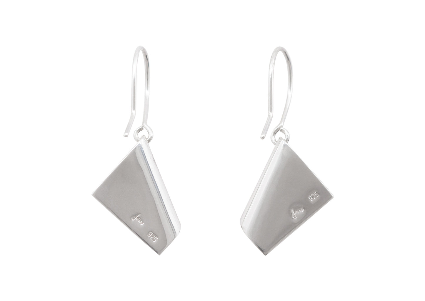 Folded Drop Earrings, Sterling Silver