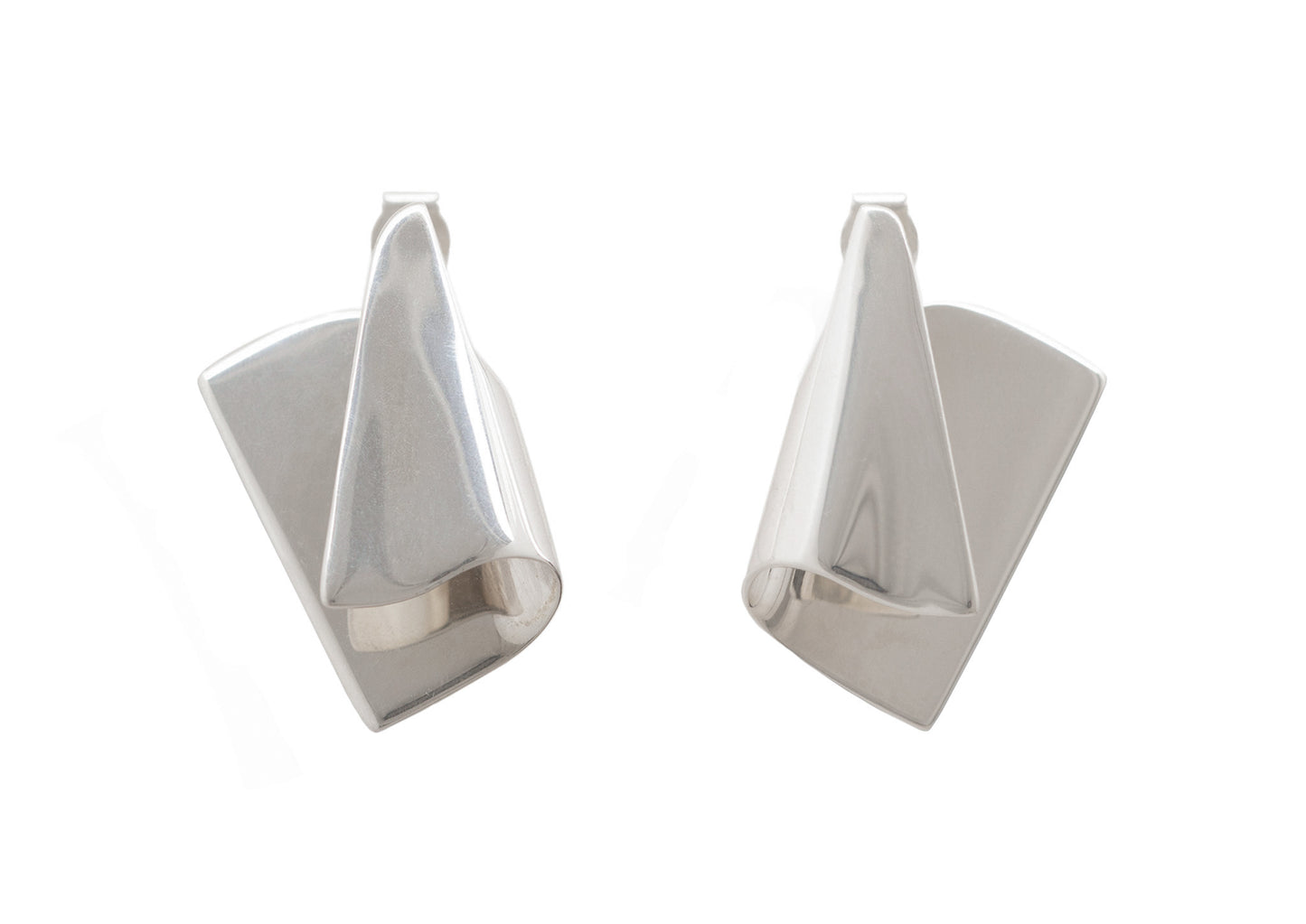 Folded Cuff Earrings, White Gold