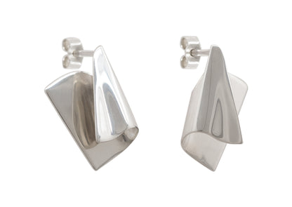 Folded Cuff Earrings, White Gold